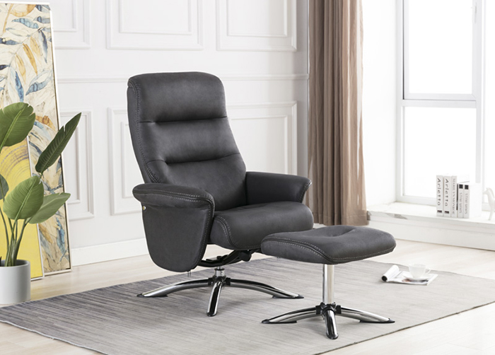 Texas Fabric Swivel Recliner With Stools